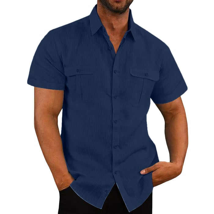 🔥Ultima zi 49% reducere🔥Camasa cu fermoar elastic Camasa cu maneca scurta cu buzunare