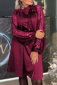 Rochie de dama patchwork cu paiete