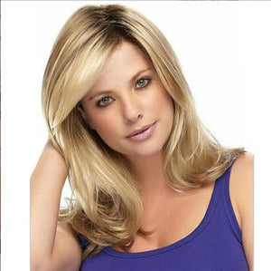 Ombre Blonde Roots Maro închis Perucă ondulată lungă și ondulată