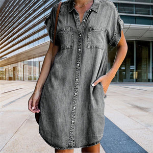 Rochie din denim S-5XL - look casual și elegant pentru vară