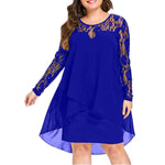 Încarcă imaginea în vizualizatorul Galerie, S-5XL Moda dantelă dantelă cu mânecă lungă rochie cu gât rotund
