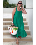 Încarcă imaginea în vizualizatorul Galerie, Rochie plisată din in, fără mâneci
