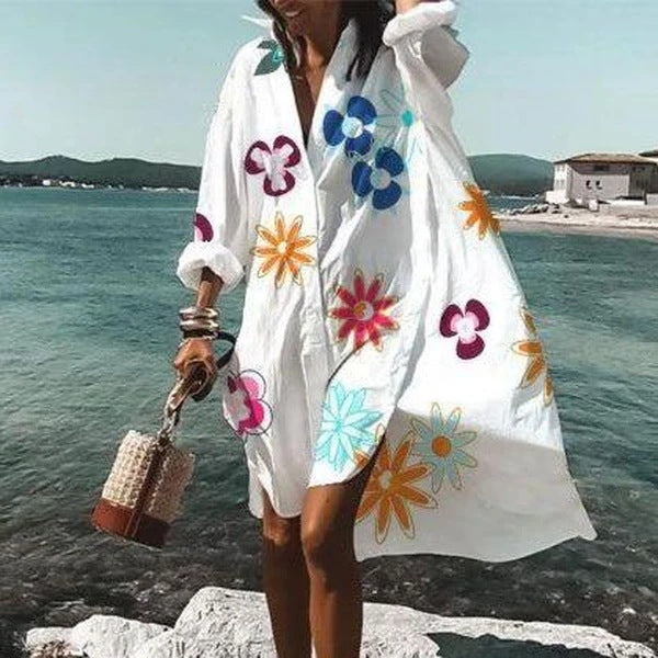Rochie cu imprimeu cămașă din bumbac